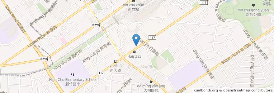 Mapa de ubicacion de 榮安蔘藥房 en Taiwán, Provincia De Taiwán, Hsinchu, 東區.