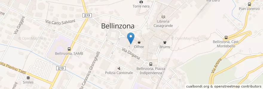 Mapa de ubicacion de Caffè degli Artisti en Switzerland, Ticino, Distretto Di Bellinzona, Circolo Di Bellinzona, Bellinzona.
