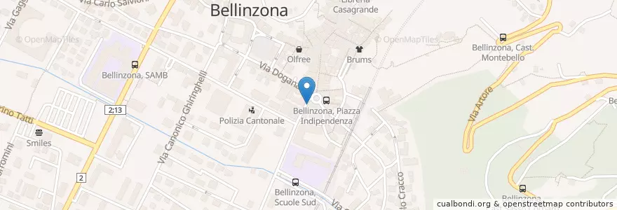 Mapa de ubicacion de Glitter Caffè en Швейцария, Тичино, Беллинцона, Circolo Di Bellinzona, Bellinzona.