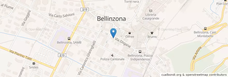 Mapa de ubicacion de Caffè Teatro snack-bar en Suiza, Tesino, Distretto Di Bellinzona, Circolo Di Bellinzona, Bellinzona.