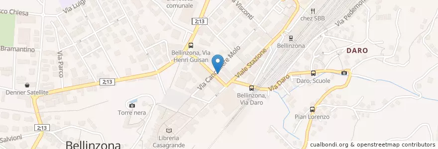 Mapa de ubicacion de Bar della Posta en Schweiz/Suisse/Svizzera/Svizra, Ticino, Distretto Di Bellinzona, Circolo Di Bellinzona, Bellinzona.