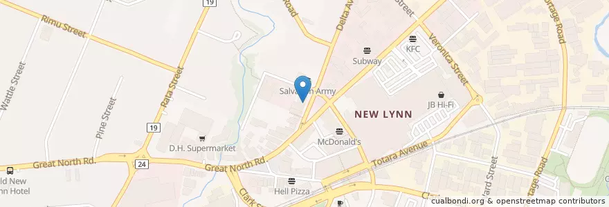 Mapa de ubicacion de New Lynn Physiotherapy en New Zealand, Auckland, Whau.