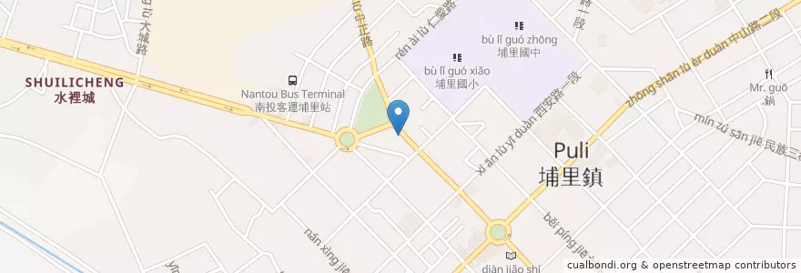 Mapa de ubicacion de 山雞肉飯＿ en Taiwán, Provincia De Taiwán, Condado De Nantou, 埔里鎮.