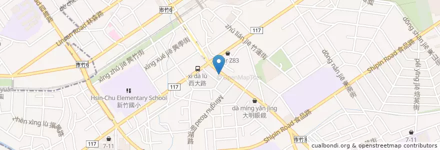 Mapa de ubicacion de 何耳鼻喉科 en 타이완, 타이완성, 신주시, 둥구.