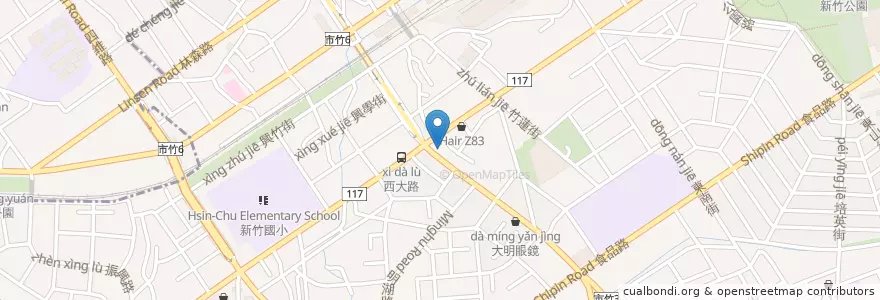 Mapa de ubicacion de 讚哥燒肉飯 en 台湾, 台湾省, 新竹市, 東区.