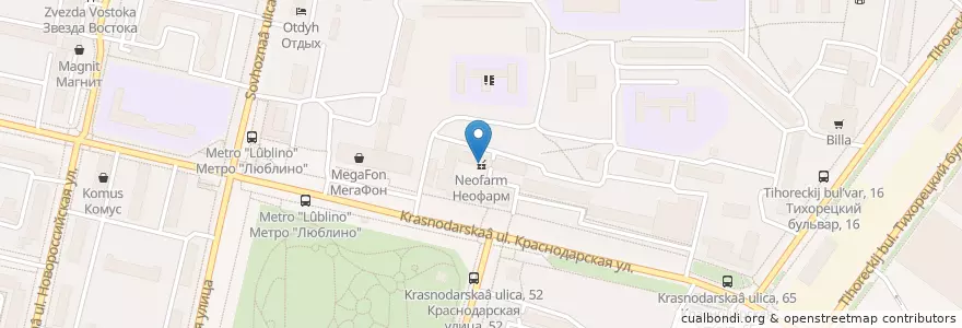 Mapa de ubicacion de Неофарм en Russia, Distretto Federale Centrale, Москва, Юго-Восточный Административный Округ, Район Люблино.
