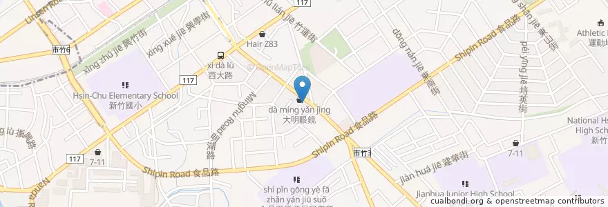 Mapa de ubicacion de 喔麥早餐 en Taiwan, 臺灣省, 新竹市, 東區.