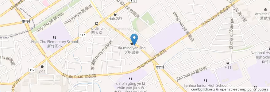 Mapa de ubicacion de 美而美 en تایوان, 臺灣省, سینچو, 東區.
