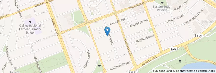 Mapa de ubicacion de Napier Street Theatre en オーストラリア, ビクトリア, City Of Port Phillip.