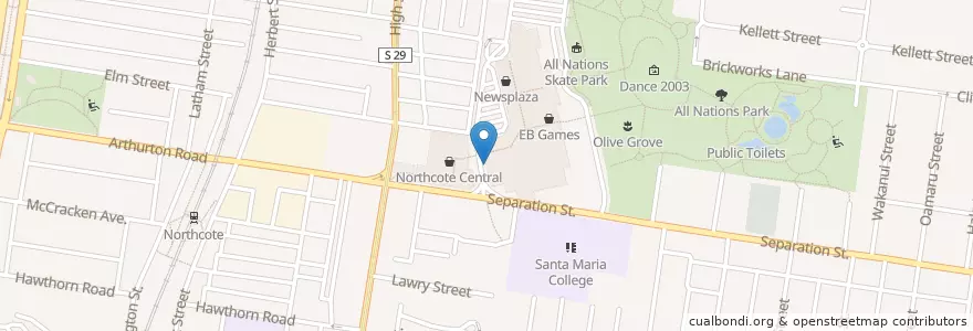 Mapa de ubicacion de Separation Street en أستراليا, ولاية فيكتوريا, City Of Darebin.