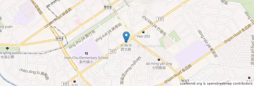 Mapa de ubicacion de (汪)長腳麵線 en Taiwan, 臺灣省, 新竹市, 東區.