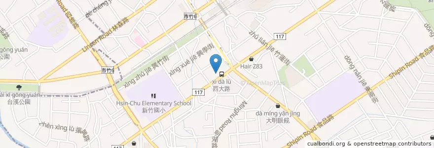 Mapa de ubicacion de 信義堂 en 타이완, 타이완성, 신주시, 둥구.