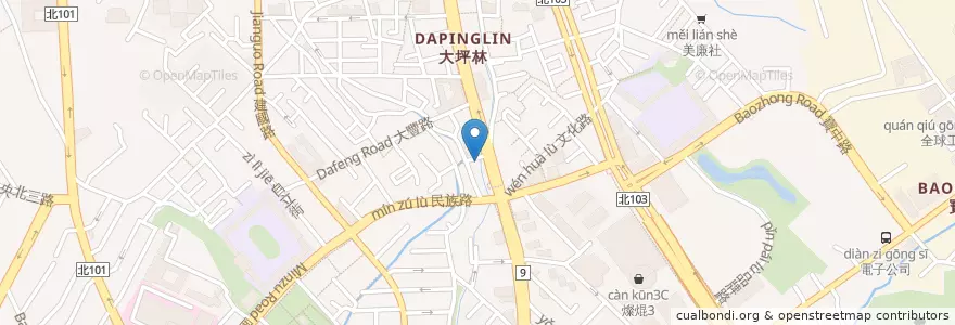 Mapa de ubicacion de 91極速資訊網 en تايوان, تايبيه الجديدة, 新店區.