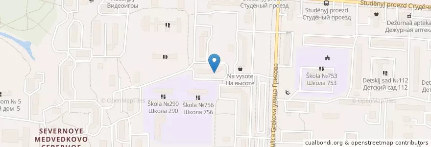 Mapa de ubicacion de Дента Амо+ en Rússia, Distrito Federal Central, Москва, Северо-Восточный Административный Округ, Район Северное Медведково.