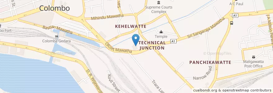 Mapa de ubicacion de Maradana Technical College en Sri Lanka, බස්නාහිර පළාත, කොළඹ දිස්ත්‍රික්කය, Colombo.