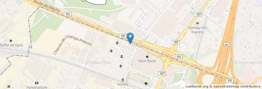 Mapa de ubicacion de Café restaurant de l'aviation en Швейцария, Женева, Meyrin, Женева, Meyrin, Vernier.