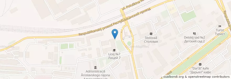 Mapa de ubicacion de Столовая en Russia, Distretto Federale Centrale, Oblast' Di Jaroslavl', Ярославский Район, Городской Округ Ярославль.