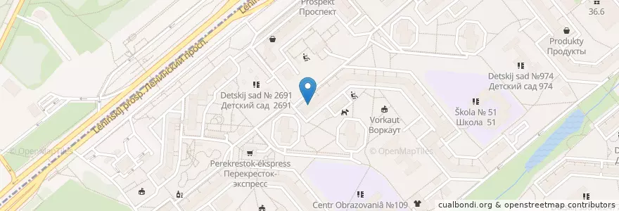 Mapa de ubicacion de Участковый пункт №9 en Russie, District Fédéral Central, Moscou, Юго-Западный Административный Округ, Район Тёплый Стан.