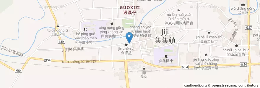 Mapa de ubicacion de 八方雲集 en Taiwán, Provincia De Taiwán, Condado De Nantou, 集集鎮.