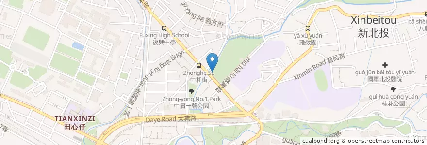 Mapa de ubicacion de 復興公園泡腳池 en Тайвань, Новый Тайбэй, Тайбэй, 北投區.
