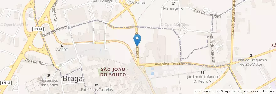 Mapa de ubicacion de Parquímetro en البرتغال, المنطقة الشمالية (البرتغال), براغا, كافادو, براغا.