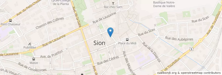 Mapa de ubicacion de Chez Toto en Zwitserland, Valais/Wallis, Sion, Sion.