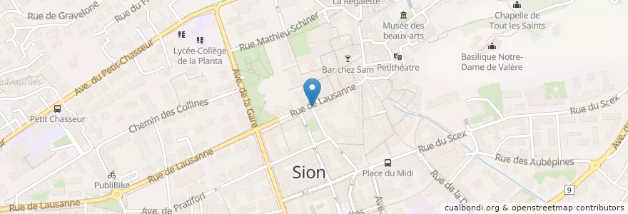 Mapa de ubicacion de Le Comptoir en Schweiz/Suisse/Svizzera/Svizra, Valais/Wallis, Sion, Sion.