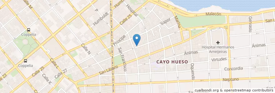 Mapa de ubicacion de Gustaff Grill en キューバ, La Habana.