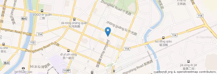 Mapa de ubicacion de 阿雄切仔麵 en 台湾, 桃園市, 中壢区.