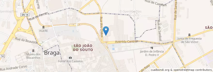 Mapa de ubicacion de Snack-bar Liga dos Combatentes en 포르투갈, 노르트 지방, Braga, Cávado, Braga.