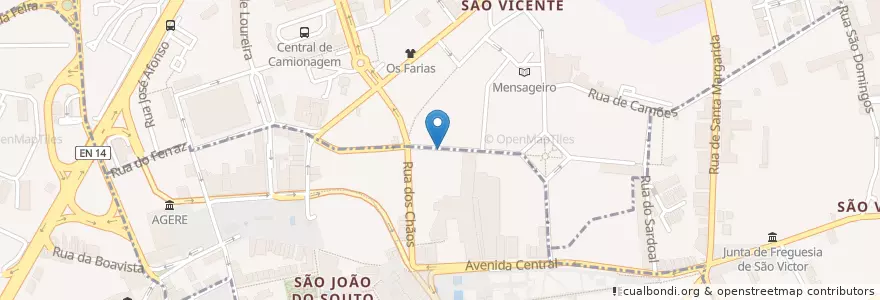 Mapa de ubicacion de Parquímetro en Portekiz, Norte, Braga, Cávado, Braga, São Vicente.
