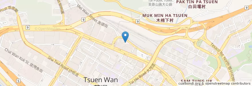 Mapa de ubicacion de 荃灣郵政局 en 中国, 广东省, 香港, 新界, 荃灣區.