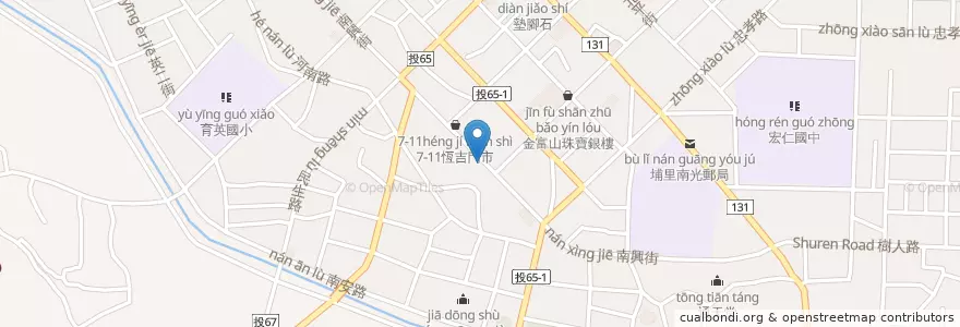 Mapa de ubicacion de 懶骨頭 en Тайвань, Тайвань, Наньтоу, 埔里鎮.