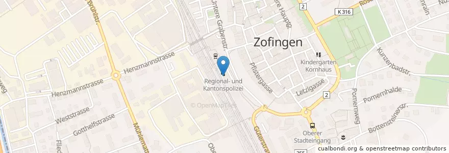 Mapa de ubicacion de Post-Bankomat en Svizzera, Argovia, Bezirk Zofingen, Zofingen.
