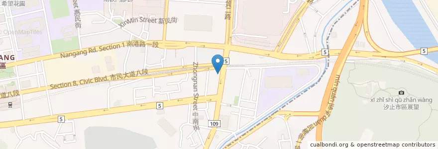 Mapa de ubicacion de 台北市第五信用合作社 en 臺灣, 新北市, 臺北市, 南港區.