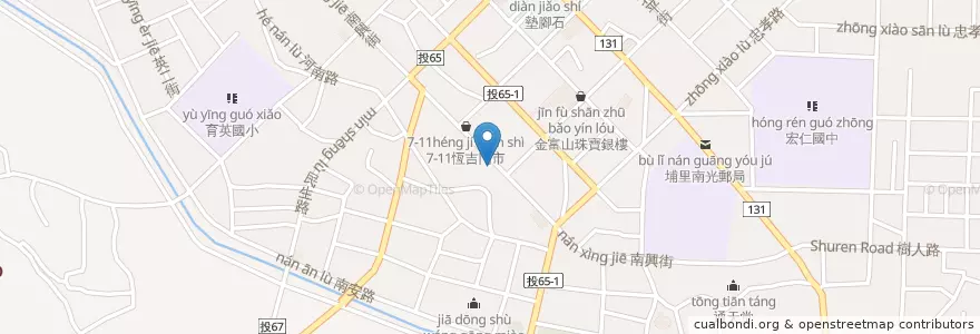 Mapa de ubicacion de 玄天上帝天靈宮 en Tayvan, 臺灣省, Nantou, 埔里鎮.