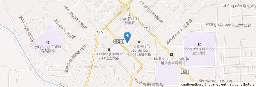 Mapa de ubicacion de 第三公有零售市場地下停車場 en 台湾, 台湾省, 南投県, 埔里鎮.