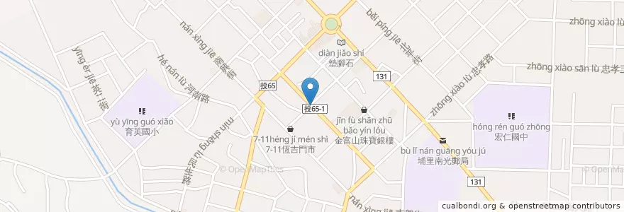 Mapa de ubicacion de 古記‧一誠堂餅行 en Tayvan, 臺灣省, Nantou, 埔里鎮.