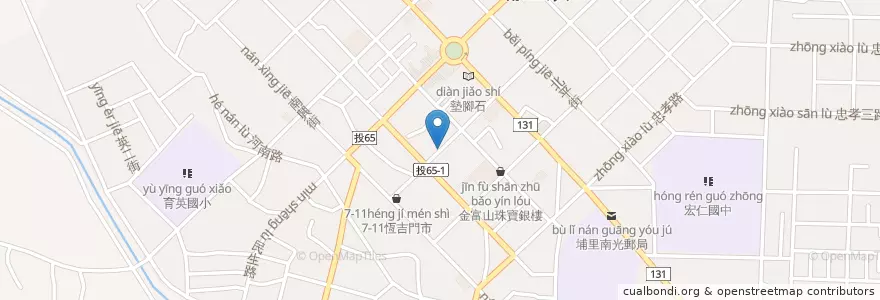 Mapa de ubicacion de 埔里第三市場郵局南投34支局 en Taiwan, 臺灣省, Nantou, 埔里鎮.