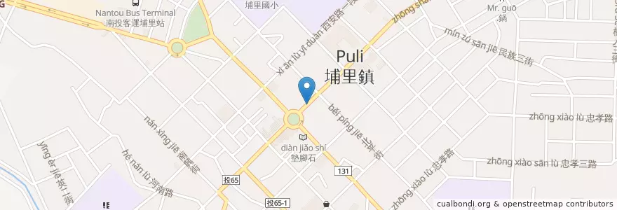 Mapa de ubicacion de 山明電影院 en Taiwan, Provincia Di Taiwan, Contea Di Nantou, 埔里鎮.