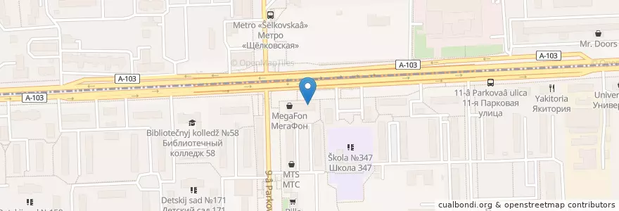 Mapa de ubicacion de Диалог en روسيا, Центральный Федеральный Округ, Москва, Восточный Административный Округ, Район Северное Измайлово.