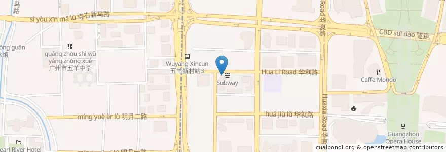 Mapa de ubicacion de Gail's en China, Guangdong, 广州市, 越秀区, 猎德街道.