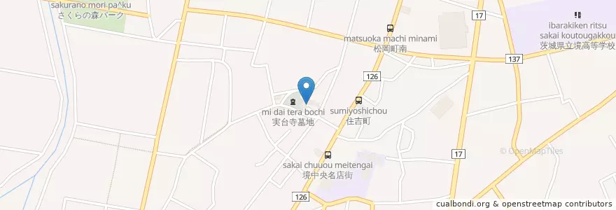 Mapa de ubicacion de 実台寺 en Japão, 茨城県, 猿島郡, 境町.