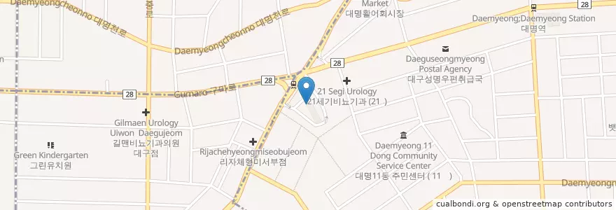 Mapa de ubicacion de T.I.M. en Corea Del Sur, Daegu, 남구, 대명동.