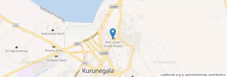 Mapa de ubicacion de BOC Super-Grade Branch en Sri Lanka, වයඹ පළාත, කුරුණෑගල දිස්ත්‍රික්කය, Kurunegala M.C. Limit.