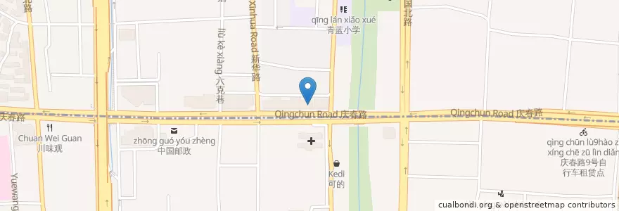 Mapa de ubicacion de 庆春电影大世界 en 중국, 저장성, 항저우시, 샤청구.