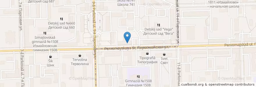 Mapa de ubicacion de Здоров.ру en روسيا, Центральный Федеральный Округ, Москва, Восточный Административный Округ, Район Измайлово.