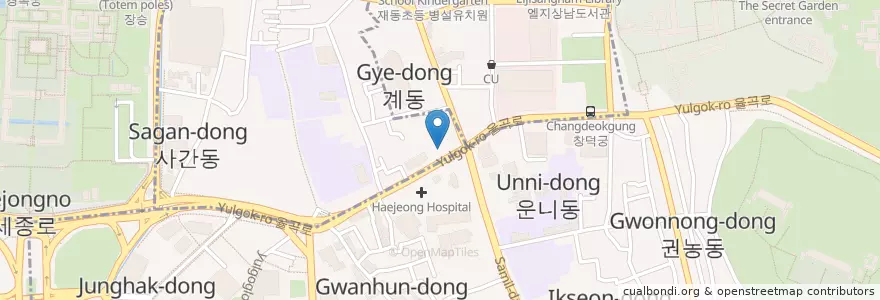 Mapa de ubicacion de 우리은행 재동지점 en كوريا الجنوبية, سول, 종로구, 가회동, 삼청동, 종로1·2·3·4가동.