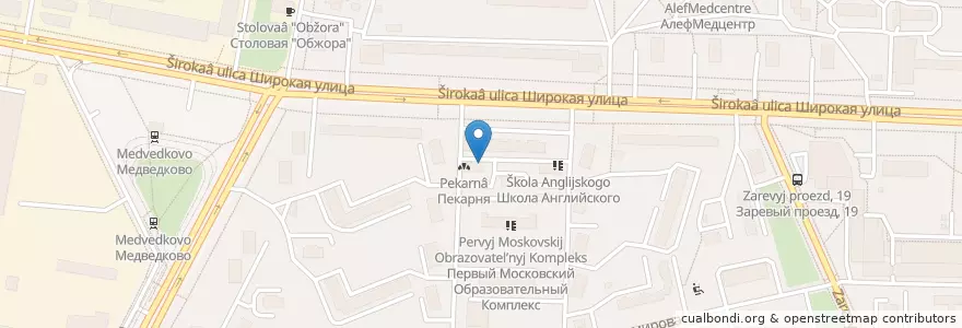Mapa de ubicacion de Gеотория en Rusland, Centraal Federaal District, Moskou, Северо-Восточный Административный Округ, Район Северное Медведково.