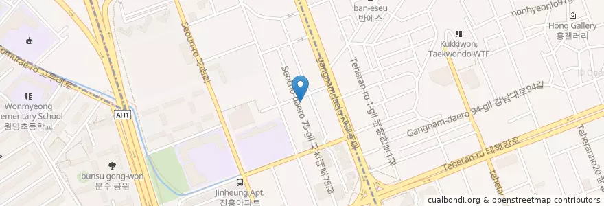 Mapa de ubicacion de 크래프트한스 강남직영1호점 en کره جنوبی, سئول, 서초구, 서초동, 서초4동.